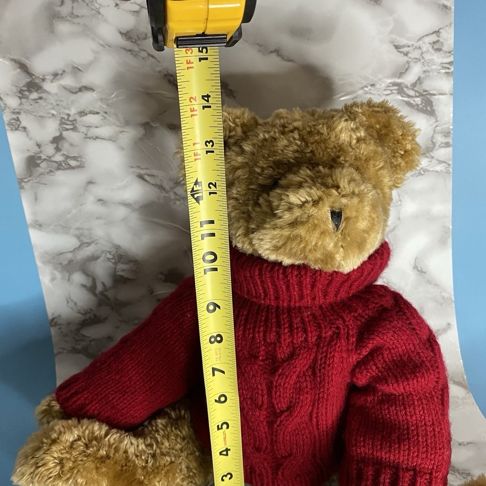 Vintage 18 Inch Teddy Bear Y2K Presidents Choice 'Jaden' Red‎ Cable Knit Sweater - Picture 6 of 6